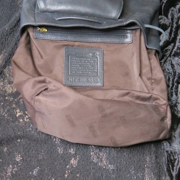 Coach Black Vintage Y2K Drawstring Leather C3W-9858 Daypack Legacy Top Handle - Picture 11 of 16